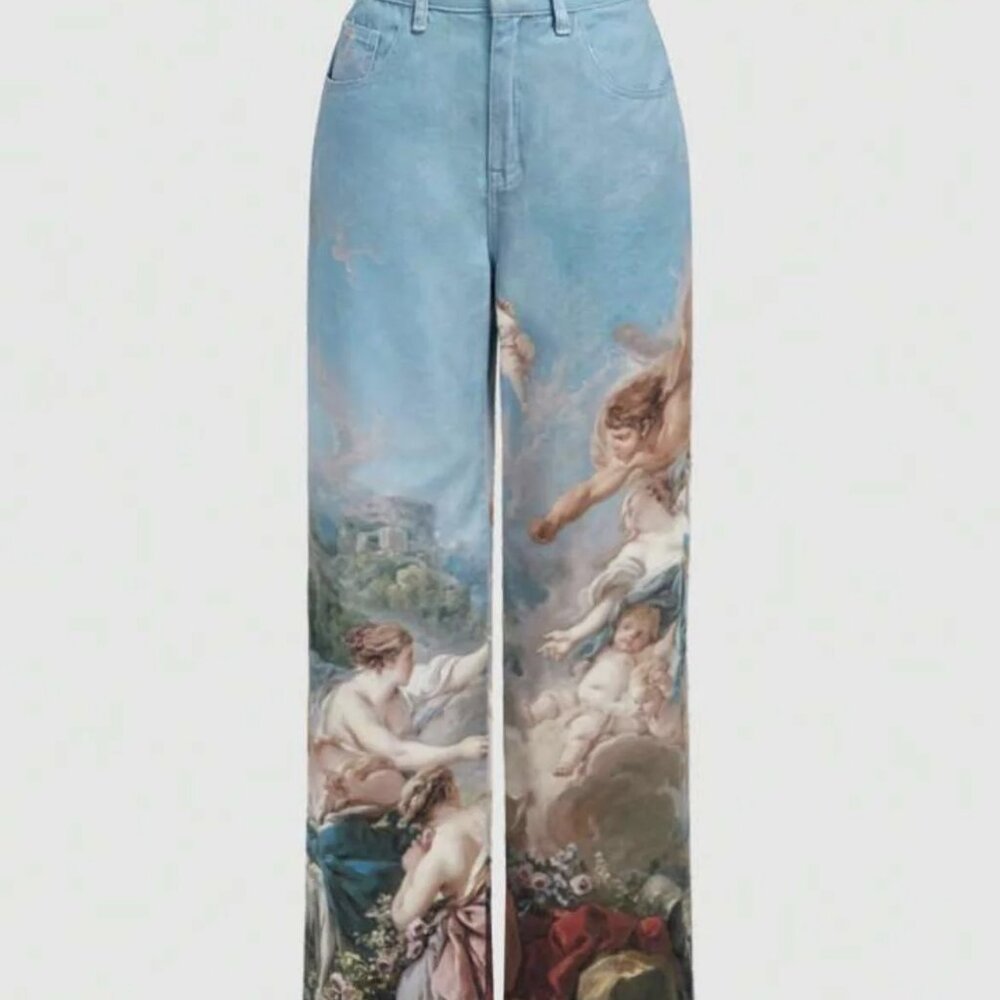 Shein Curve Graphic Wide Leg Jeans